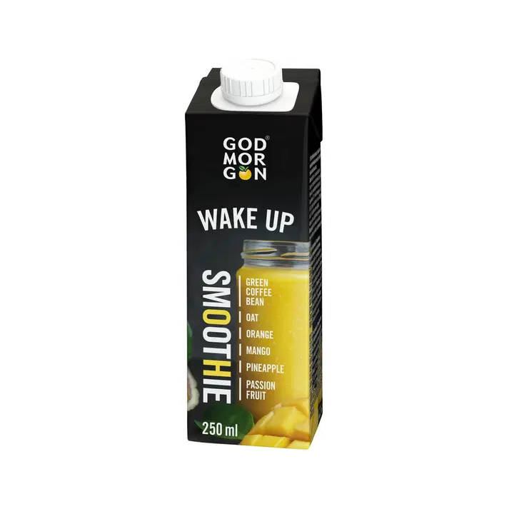 God Morgon Wake Up smoothie vihreä kahvipapu-kaura-appelsiini-mango-ananas-passionhedelmä 250 ml
