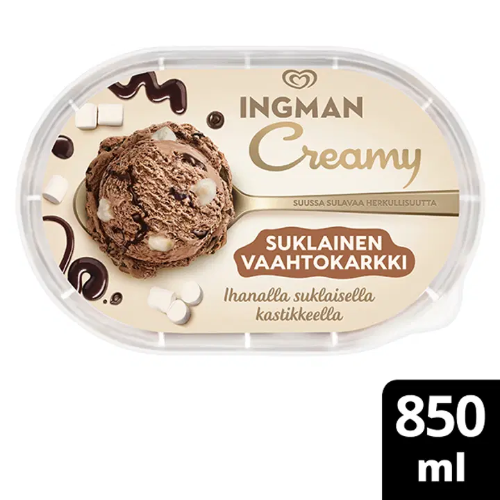 Ingman Creamy Suklainen Vaahtokarkki Laktoositon Jäätelö 850ml/493g