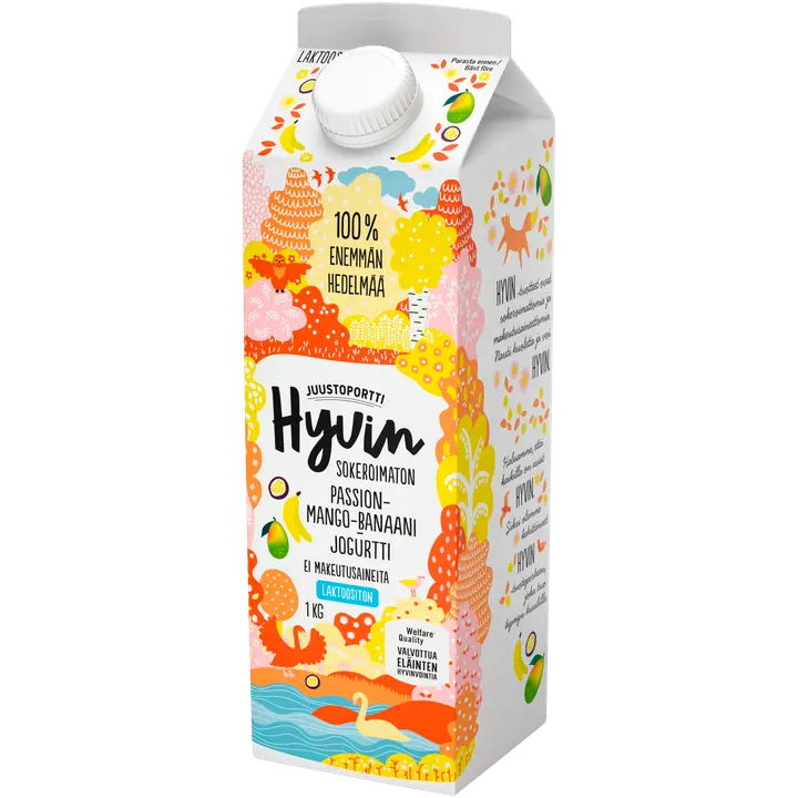 Juustoportti Hyvin jogurtti 1 kg passion-mango-banaani laktoositon