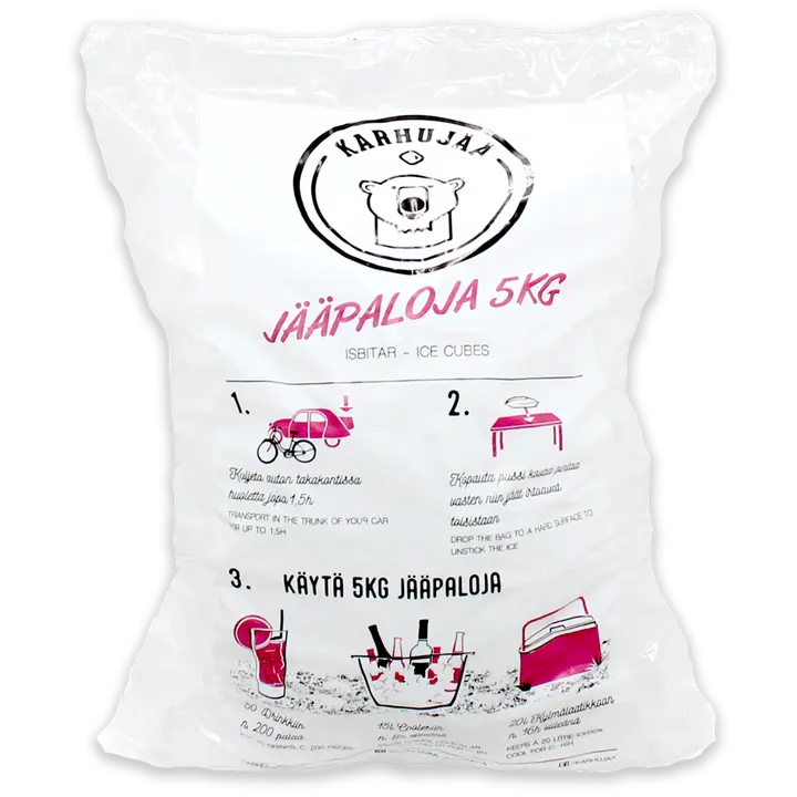 Karhujää kristallinkirkkaat pakaste jääpalat 5 kg pussissa