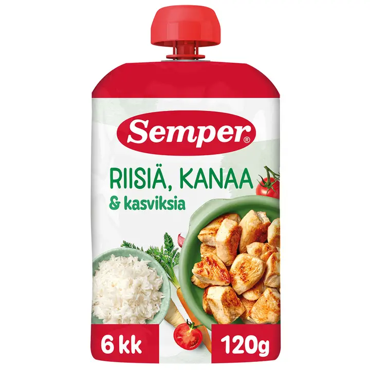 Semper Riisiä, kanaa & kasviksia lastenateria 6kk 120g