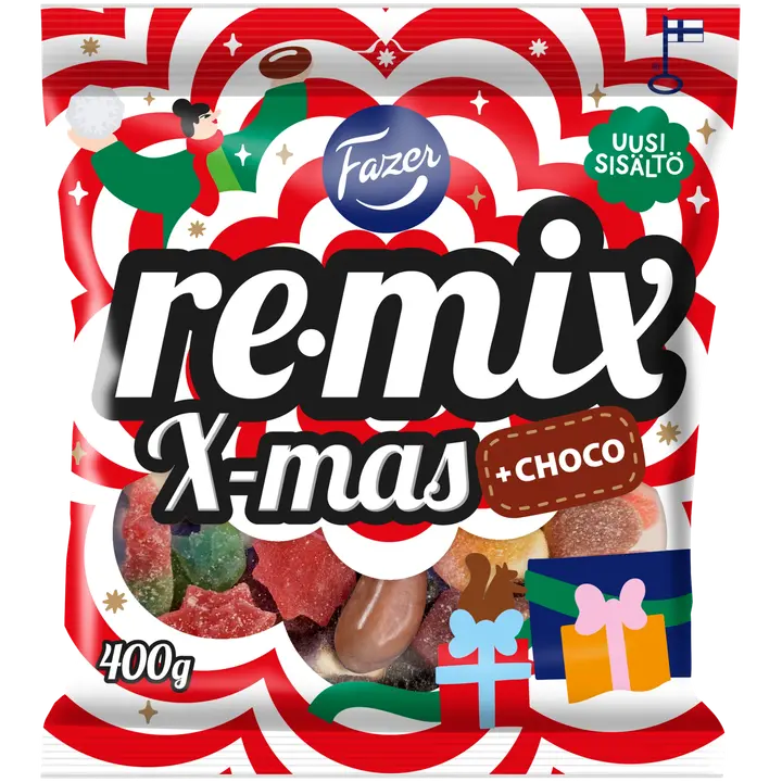 Fazer Remix Xmas +choco karkkipussi 400g