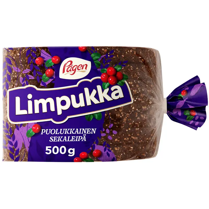 Pågen Limpukka puolukkainen viipaloitu sekaleipä 500g