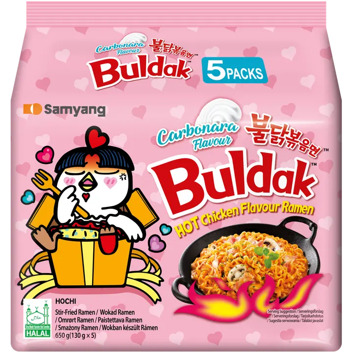 Samyang Buldak Ramen Hot Chicken Carbonara Nuudeli 5x130g