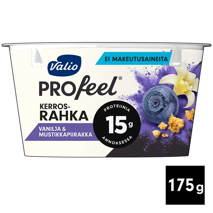 Valio PROfeel® kerrosrahka 175 g vanilja & mustikkapiirakka laktoositon