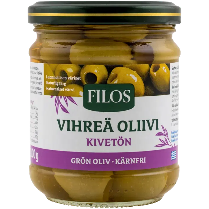 Filos vihreä kivetön oliivi suolavedessä 200/100g