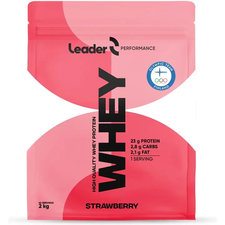 Leader Performance Whey heraproteiinjauhe mansikanmakuinen 2 kg