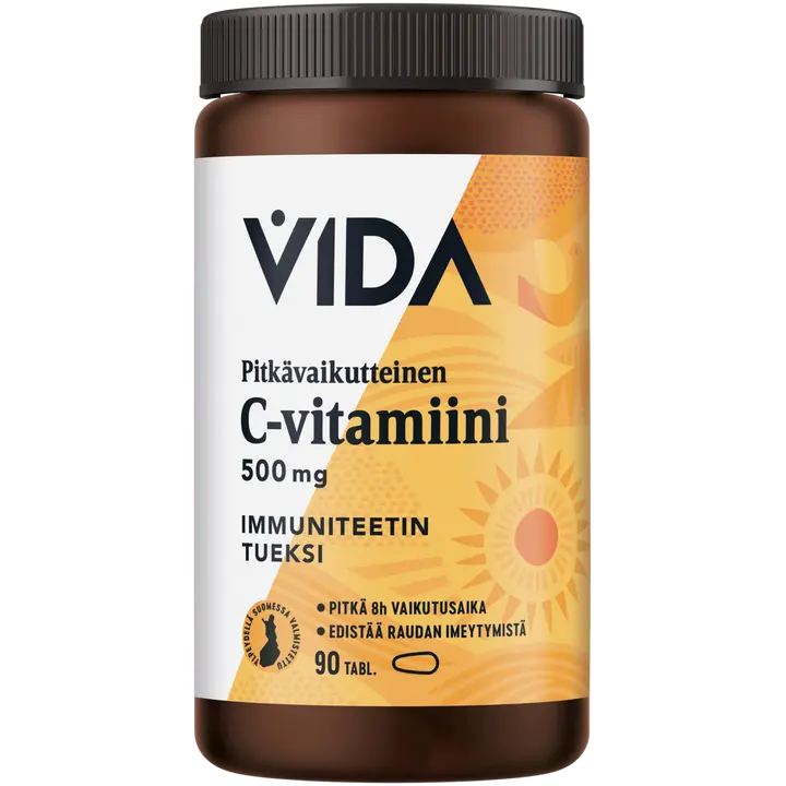 Vida C-vitamiinivalmiste C-vitamiini 500 mg pitkävaikutteinen 90 tablettia / 82 g
