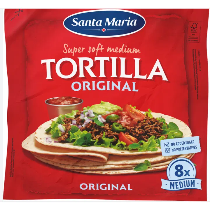 Santa Maria 320G Tex Mex Tortilla Original Medium 8-pack