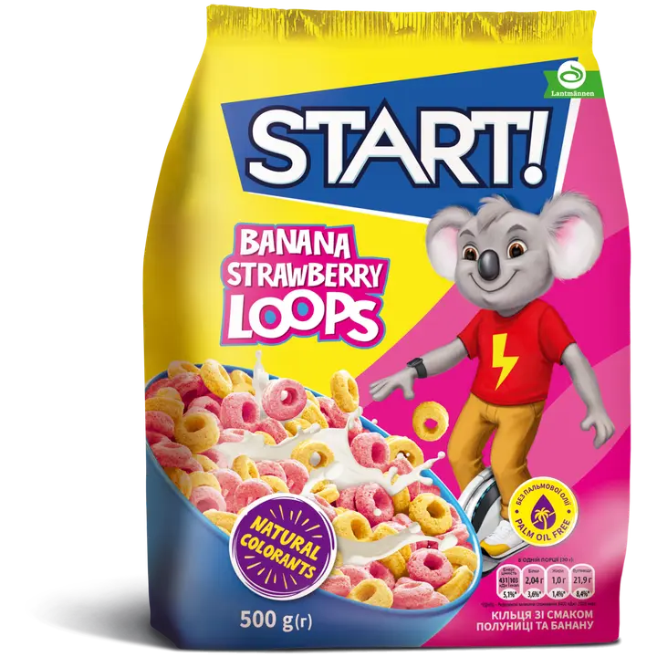 Start banaani- ja maasikamaitselised rõngad 500g