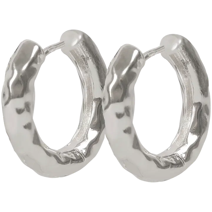 Union paksut hammered korvakorut 20mm hopea