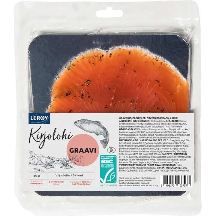Lerøy graavi kirjolohifilee viipale ASC 80 g