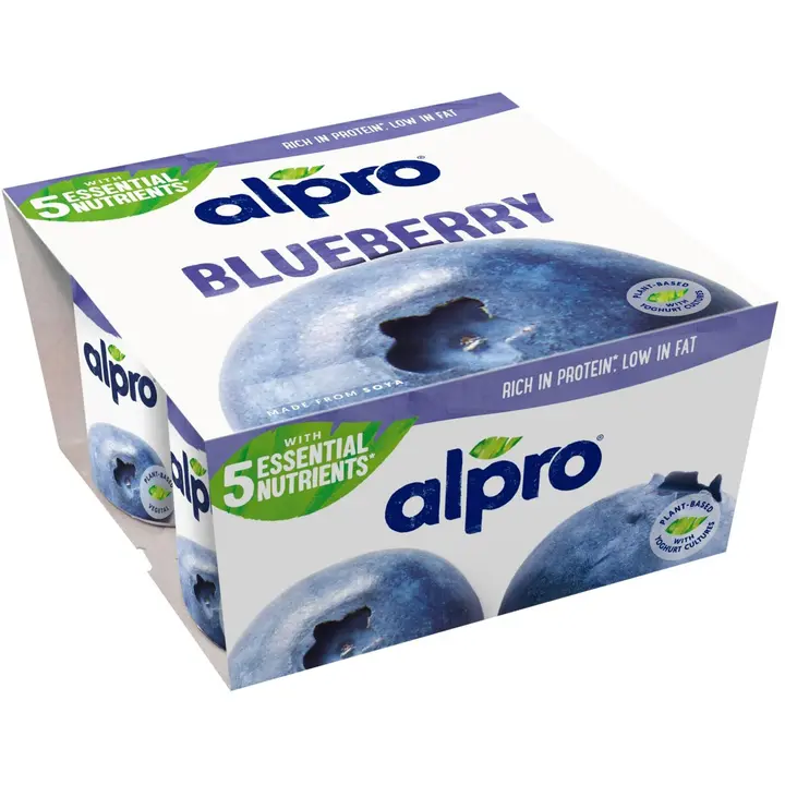 Alpro Hapatettu soijavalmiste, mustikka 4x125g