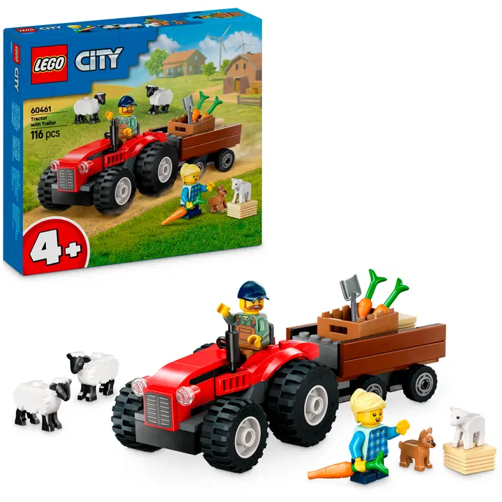 LEGO® City Great Vehicles 60461 Maatilan punainen traktori, peräkärry ja lampaat