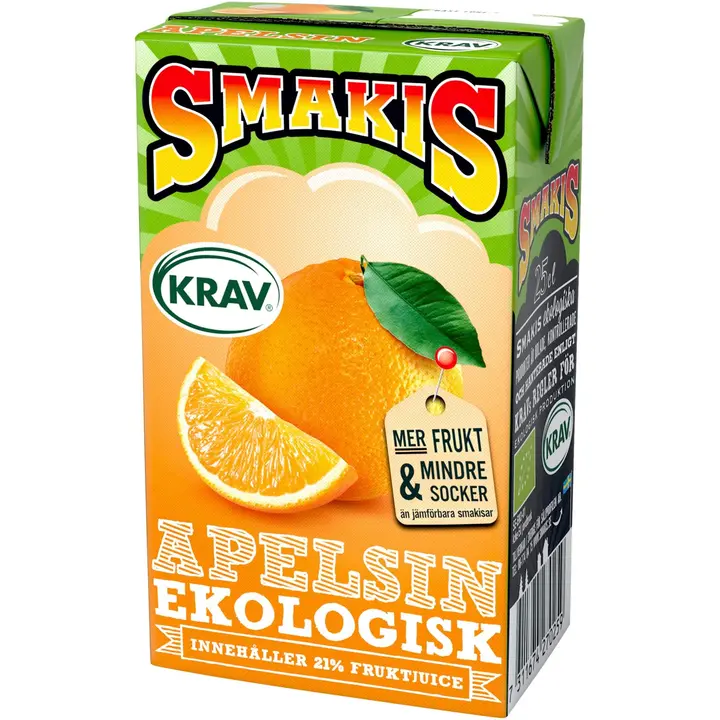 SMAKIS LUOMUHEDELMÄJUOMA APPELSIINI 2,5 DL