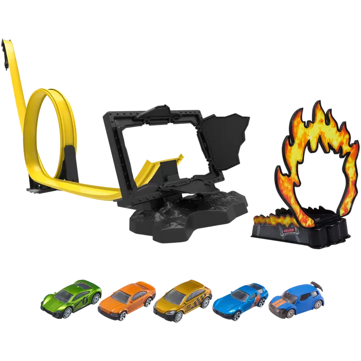 Võidusõidu rada ja 5 autot