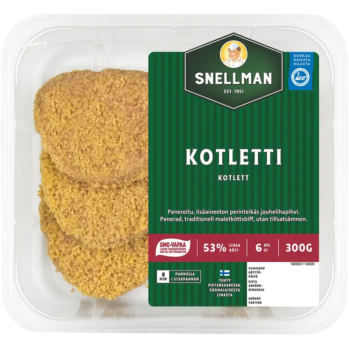 Snellman Kotletti raakalihavalmiste 6kpl 300g