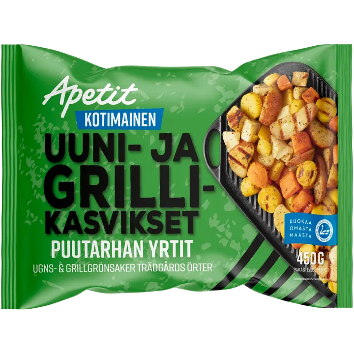 Apetit Kotimainen Uuni- & grillikasvikset Puutarhan yrtit pakaste 450g