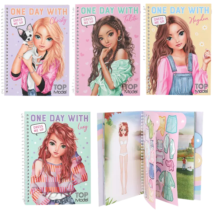 Topmodel tasku-kleepimisraamat riietamine