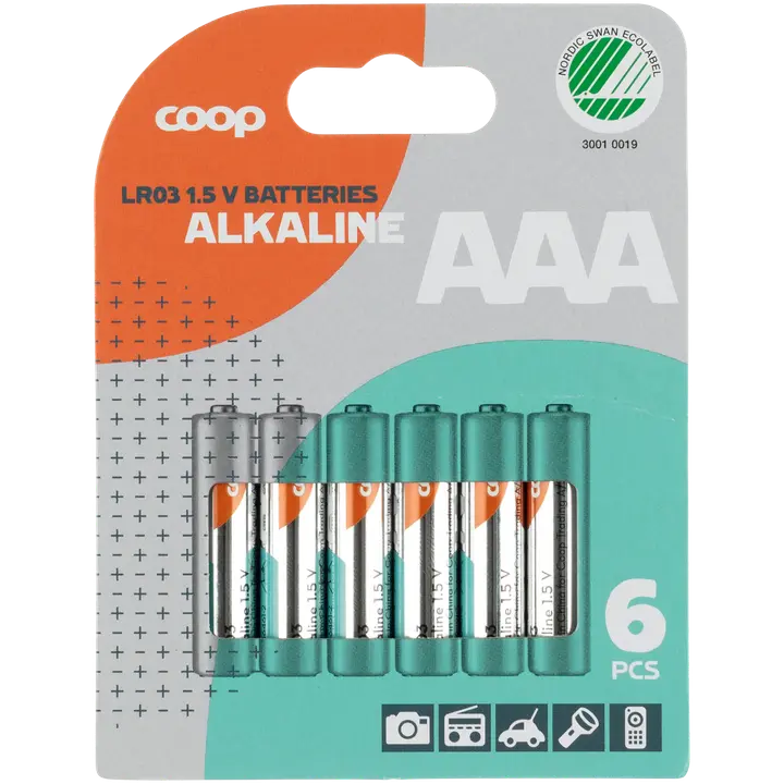 Coop alkaliparisto AAA/LR03/1,5V 6 kpl