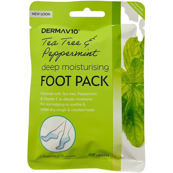 Derma V10 kosteuttava jalkanaamio teepuu & peppermint 45g