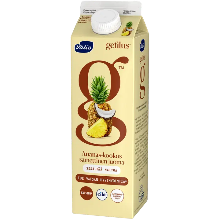 Valio Gefilus® samettinen juoma 1 l ananas-kookos laktoositon