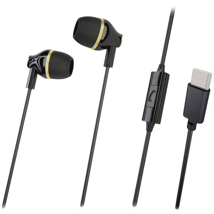 Nööpkõrvaklapid Wave USB-C must/kuld