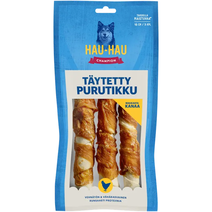 Hau-Hau Champion Täytetty purutikku 18 cm, 3 kpl, 189 g