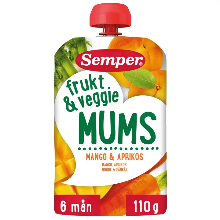 Semper Veggie Mums mango & aprikoosi alkaen 6kk hedelmäsose 110g
