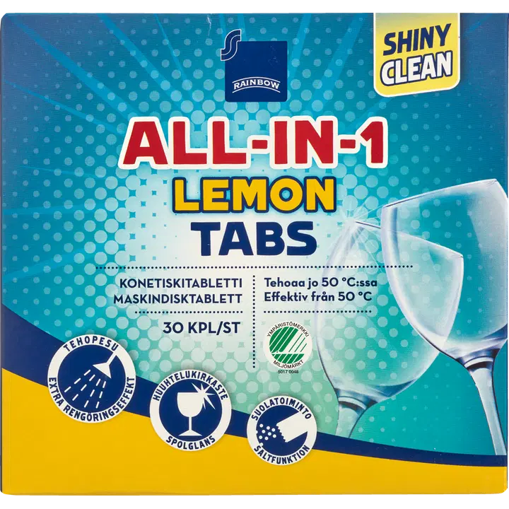 Rainbow All in 1 lemon konetiskitabletti 30 kpl