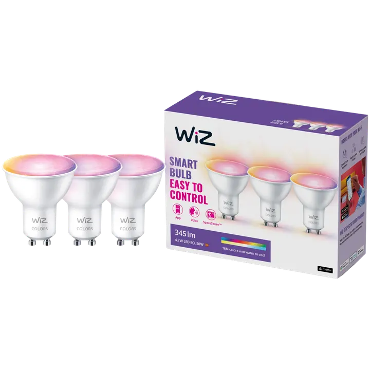 WiZ älylamppu GU10 PAR16 4.7W RGB Wi-Fi, 3 kpl:n pakkaus