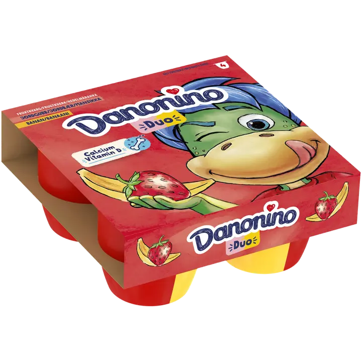 Danone Danonino maasika-banaanikohupiim, 4 x 95 g