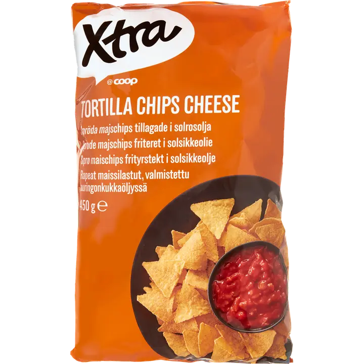 Xtra Tortilla Chips Cheese rapeat maissilastut 450 g