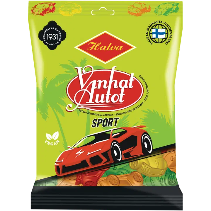 Halva Vanhat Autot Sport hedelmänmakuisia makeisia 160g