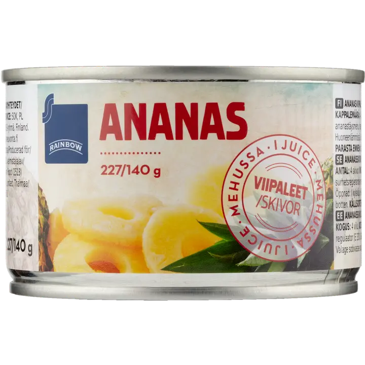 Rainbow ananasviipaleet ananasmehussa 227g/140g