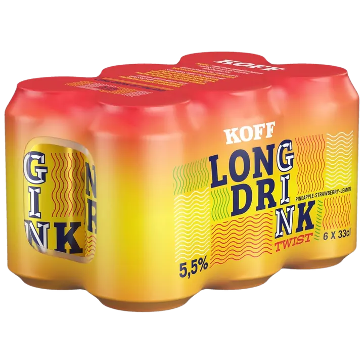 6-pack Koff Long Drink Twist Pineapple Strawberry Lemon long drink 5,5 % tölkki 0,33 L