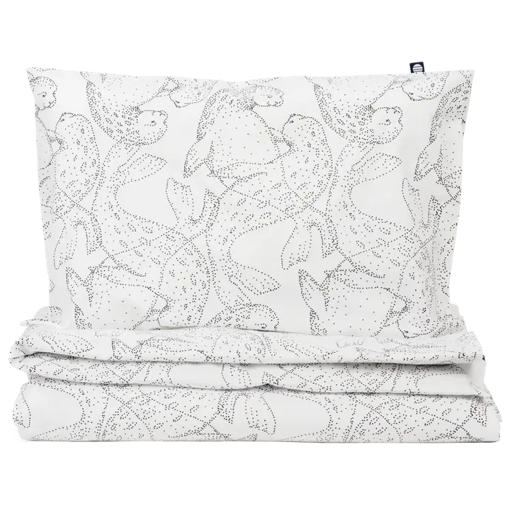 Familon lasten Norppa Organic pussilakanasetti 120x160+40x60 cm, mustavalkoinen