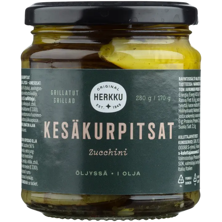 Herkku grillatut kesäkurpitsat 280/170 g