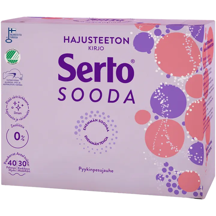 Serto Sooda Hajusteeton Kirjo pyykinpesujauhe 1,35 kg