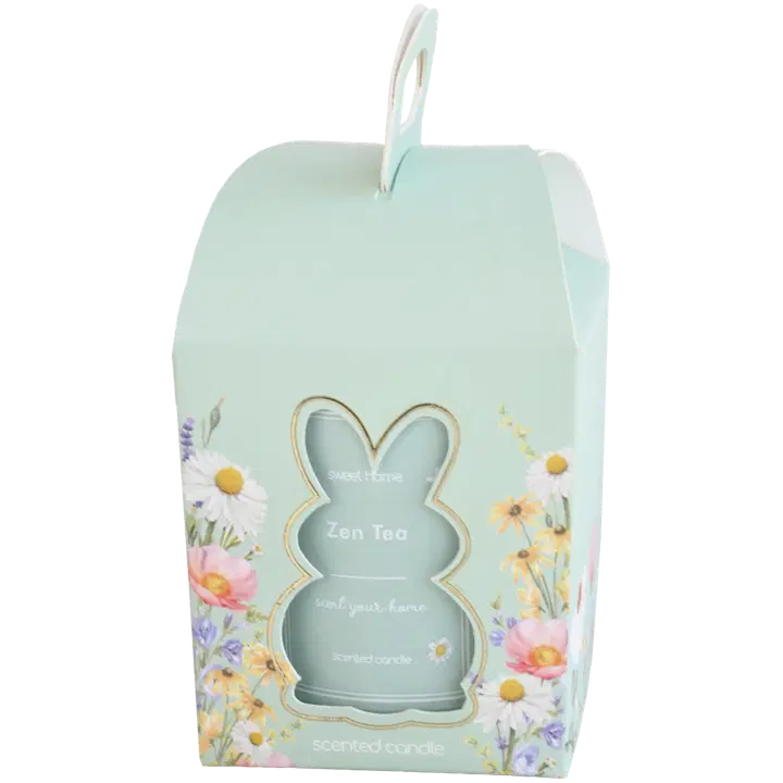 Lasikynttilä 7,5x8 cm paketissa vihreä, tuoksu Zen Tea