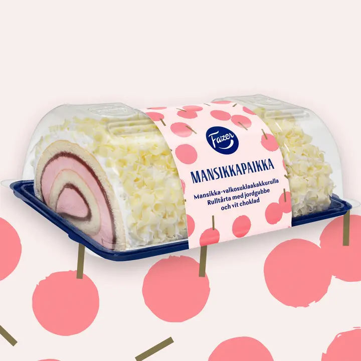 Fazer MansikkaPaikka mansikka-valkosuklaakakkurulla 485g, kausimaku