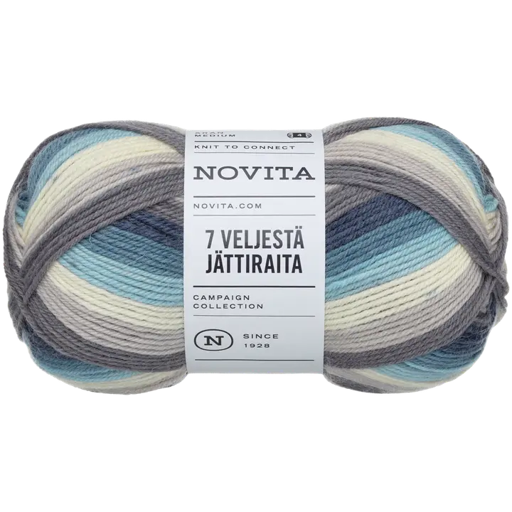 Novita lanka 7 Veljestä Jättiraita 150 g avanto 3261