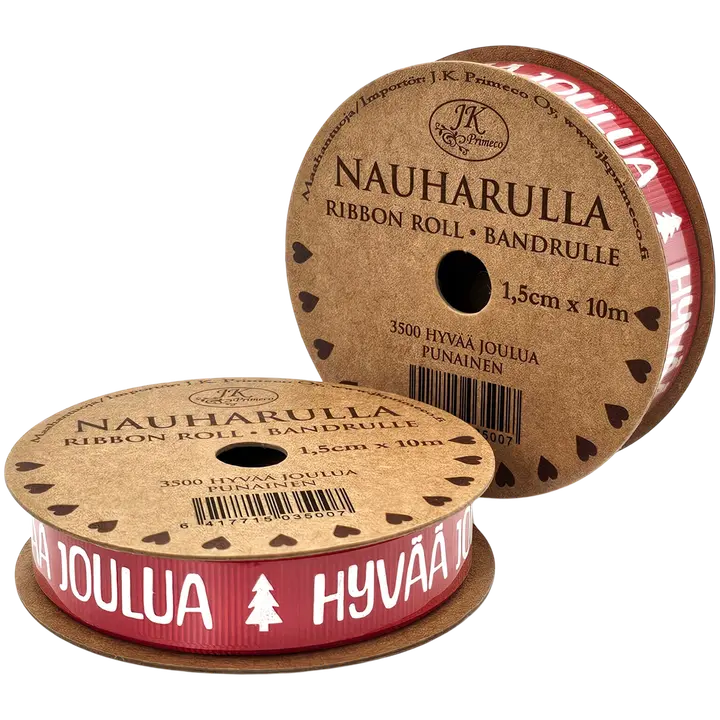 J.K. Primeco Nauharulla 1,5cmx10m Hyvää joulua punainen