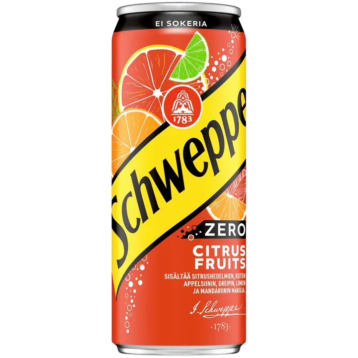 Schweppes Citrus Fruits Zero virvoitusjuoma tölkki 0,33 L