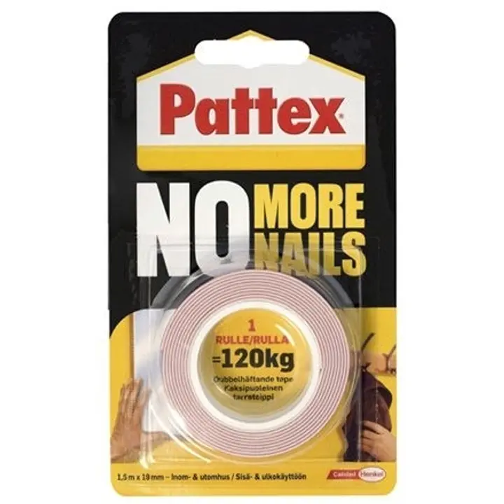 Kahepoolne teip Pattex 19mm x 1,5 m