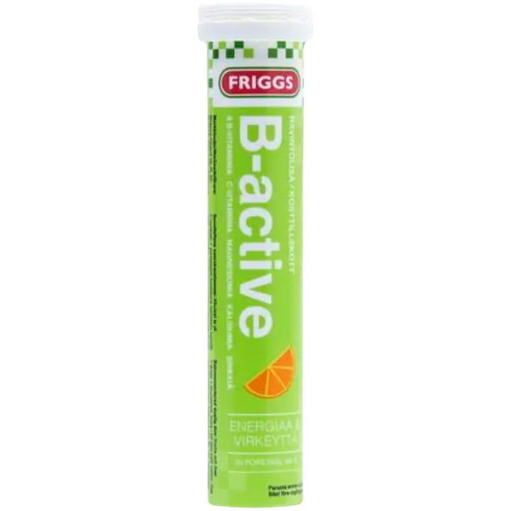 Friggs B-active vahva appelsiininmakuinen vitamiini-kivennäisaineporetabletti 20kpl