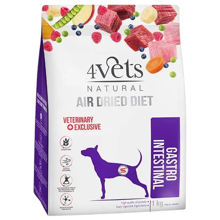 4Vets looduslik õhkkuivatatud veterinaartoit, kuivtoit seedehäiretega koertele 1 kg