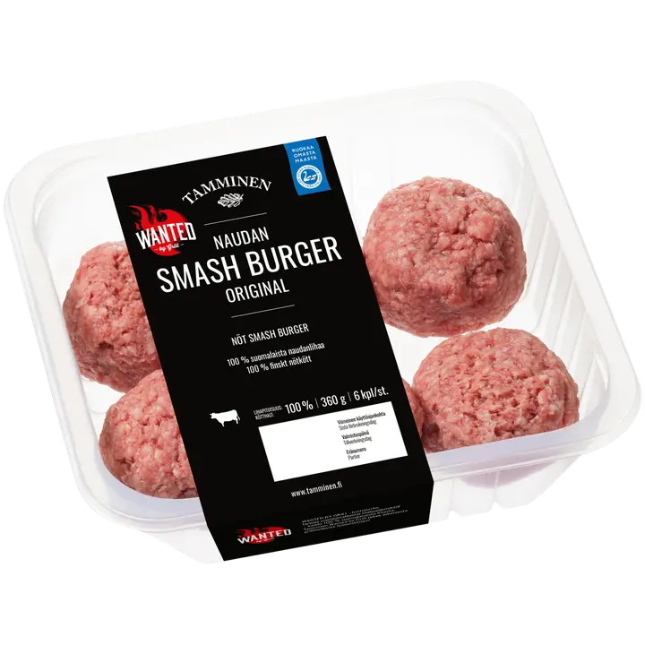 Tamminen naudan Smash burger 6kpl 360g