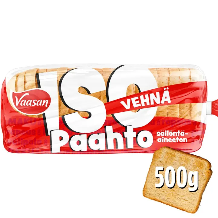 Vaasan ISOpaahto Vehnä 500 g vehnäpaahtoleipä