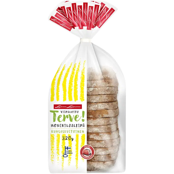 Leivon Leipomo Terve! moniviljaleipä viipaloitu 320g